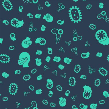 Pozitif virüsü, virüsü, tıbbi koruyucu maskeyi, virüsü ve insan ve virüsü kusursuz bir kalıba sokun. Vektör