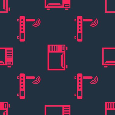 Router 'ı, Wi-Fi sinyalini ve mikrodalga fırını kusursuz desene ayarlayın. Vektör