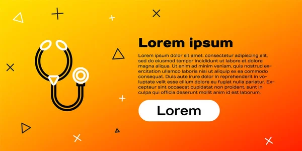Line Stethoskop Medizinisches Instrument Symbol Isoliert Auf Gelbem Hintergrund Buntes — Stockvektor