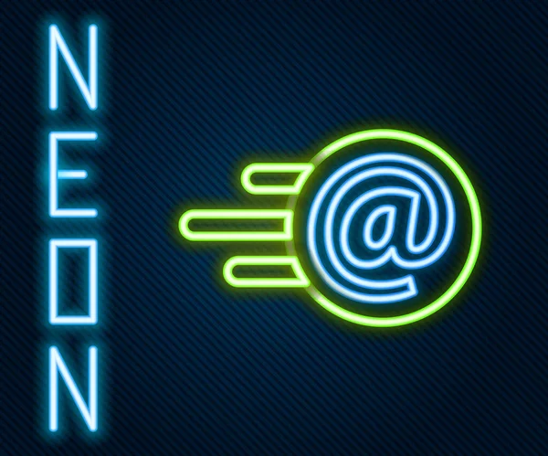 Gloeiende Neon Lijn Mail Mail Icoon Geïsoleerd Zwarte Achtergrond Envelop — Stockvector