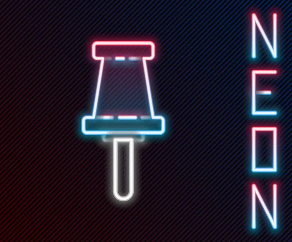 Ragyogó Neon Vonal Push Pin Ikon Elszigetelt Fekete Háttérrel Ujjlenyomatok — Stock Vector