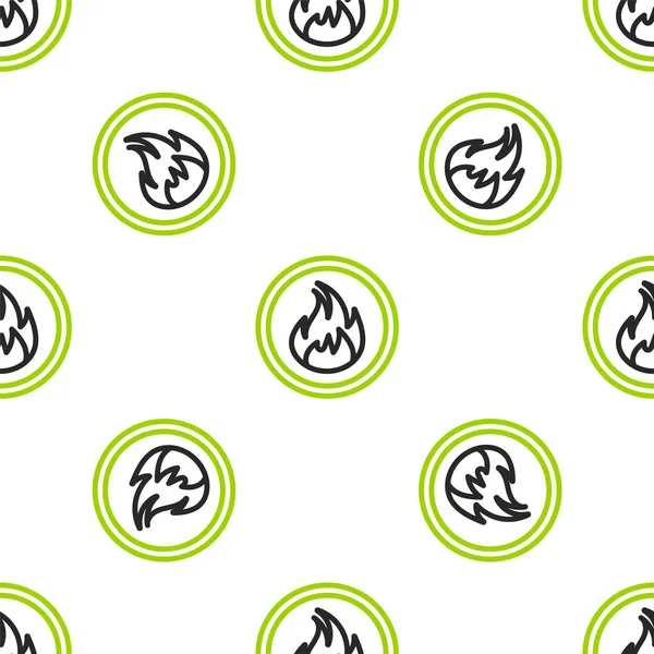 Line Fire Flame Icon Isolated Seamless Pattern White Background Vector — Stock Vector