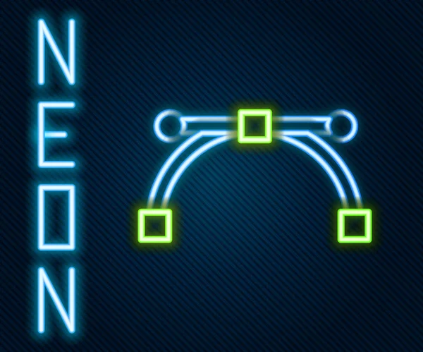 Ligne Lumineuse Néon Bézier Icône Courbe Isolé Sur Fond Noir — Image vectorielle