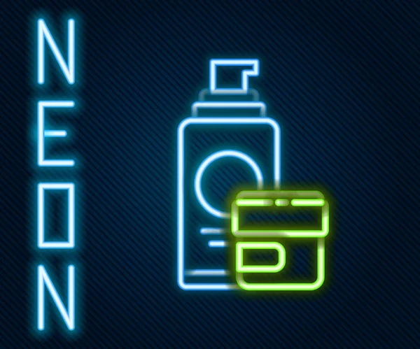 Gloeiende Neon Lijn Cream Lotion Cosmetische Buis Pictogram Geïsoleerd Zwarte — Stockvector