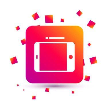 Beyaz arkaplanda izole edilmiş beyaz grafik tableti simgesi. Kare renk düğmesi. Vektör İllüstrasyonu