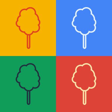 Popüler sanat eseri Pamuk Şeker ikonu renk arkaplanında izole edilmiş. Vektör İllüstrasyonu