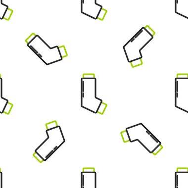 Çizgi solunum simgesi beyaz arkaplanda izole edilmiş kusursuz desen. Öksürük şurubu, solunum, alerjik hasta. Tıbbi alerji astım spreyi. Renkli taslak. Vektör İllüstrasyonu