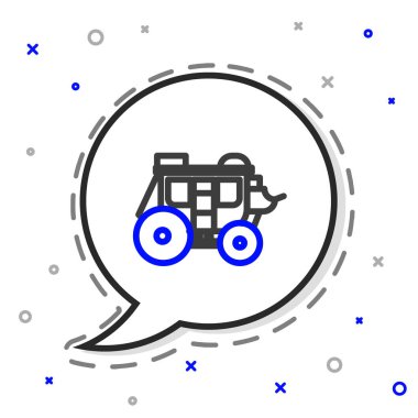 Batı posta arabası simgesi beyaz arkaplanda izole edildi. Renkli taslak konsepti. Vektör İllüstrasyonu