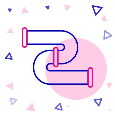 Çizgi Endüstrisi metalik boru ikonu beyaz arka planda izole edildi. Tesisat boru hattının farklı şekillerde parçaları. Renkli taslak konsepti. Vektör İllüstrasyonu