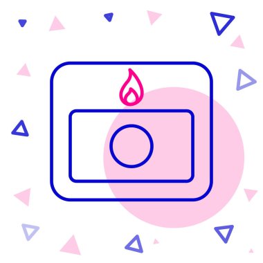 Beyaz arkaplanda çizgi yangın alarmı simgesi izole edildi. Yangın güvenlik kutusunu çek. Renkli taslak konsepti. Vektör İllüstrasyonu