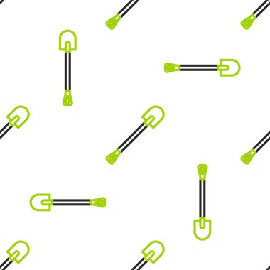 Çizgi Ateş kürek ikonu beyaz arka planda izole edilmiş pürüzsüz desen. Yangın koruma ekipmanları. İtfaiyeciler için ekipman. Vektör İllüstrasyonu