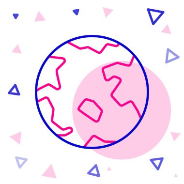 Çizgi Dünya Çizgisi simgesi beyaz arkaplanda izole edildi. Yerküreye iğnele. Renkli taslak konsepti. Vektör İllüstrasyonu