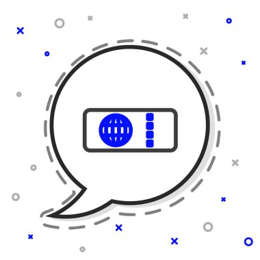 Line Airlines bilet ikonu beyaz arka planda izole edildi. Uçak bileti. Renkli taslak konsepti. Vektör İllüstrasyonu