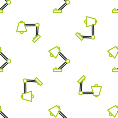 Çizgi masa lambası simgesi beyaz arkaplanda izole edilmiş pürüzsüz desen. Vektör İllüstrasyonu