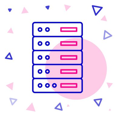Satır Sunucusu, Data, Web sunucu simgesi beyaz arkaplanda izole edildi. Renkli taslak konsepti. Vektör İllüstrasyonu
