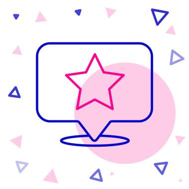 Beyaz arkaplanda yıldız simgesi izole edilmiş çizgi haritası işaretçisi. Yıldız favori iğne haritası simgesi. Harita işaretleyicileri. Renkli taslak konsepti. Vektör İllüstrasyonu