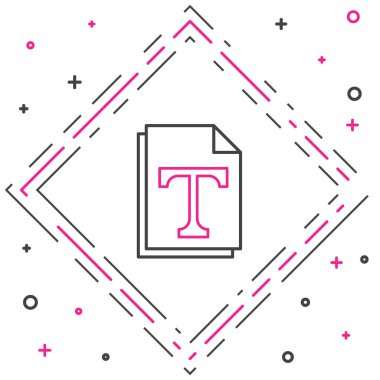 Satır Metni dosya simgesi beyaz arkaplanda izole edildi. Renkli taslak konsepti. Vektör İllüstrasyonu