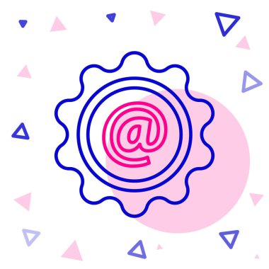 Satır Posta ve e- posta simgesi beyaz arkaplanda izole edildi. Zarf sembolü e-postası. E- posta kodu. Renkli taslak konsepti. Vektör İllüstrasyonu