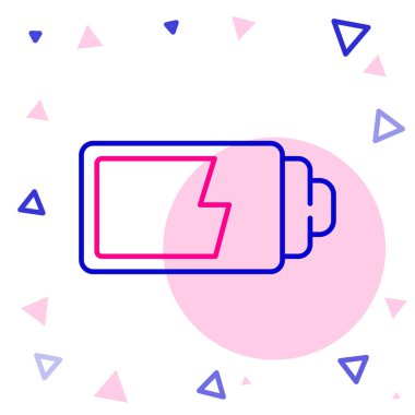 Çizgi Batarya şarj seviyesi göstergesi simgesi beyaz arkaplanda izole edildi. Renkli taslak konsepti. Vektör İllüstrasyonu