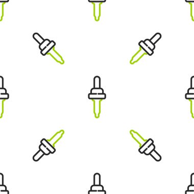 Pipette simgesi beyaz arkaplanda izole edilmiş kusursuz desen. Tıbbi, kozmetik, kimya laboratuvarı ekipmanları. Vektör İllüstrasyonu