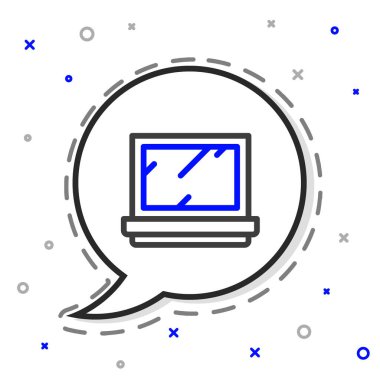 Beyaz zemin üzerinde ayna simgesi olan çizgi makyaj tozu. Renkli taslak konsepti. Vektör İllüstrasyonu