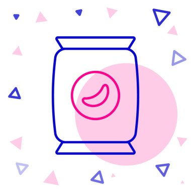 Hat Torbası veya paket patates cipsi simgesi beyaz arka planda izole edilmiş. Renkli taslak konsepti. Vektör İllüstrasyonu