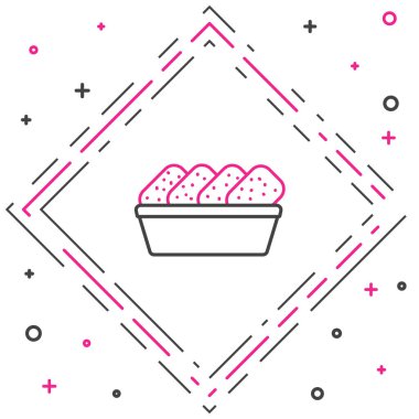 Tavuk nuggetları beyaz arka planda izole edilmiş kutu simgesinde. Renkli taslak konsepti. Vektör İllüstrasyonu