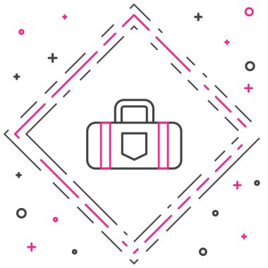 Seyahat simgesi için satır çantası beyaz arkaplanda izole edildi. Seyahat bagaj tabelası. Seyahat bagaj ikonu. Renkli taslak konsepti. Vektör İllüstrasyonu