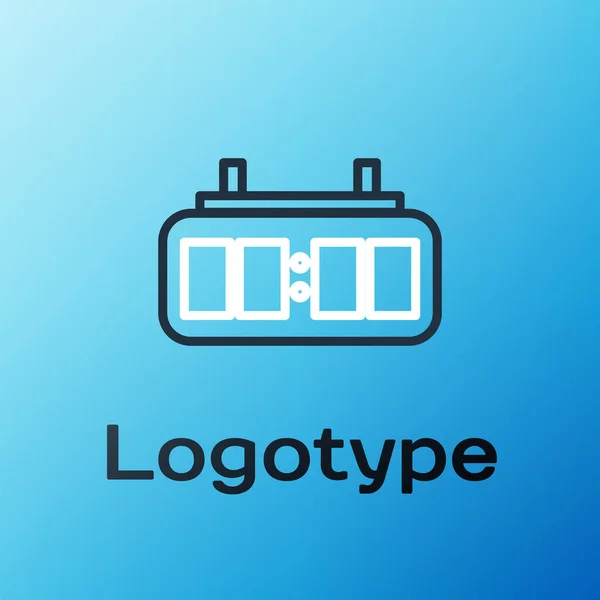 Линия Спорт Хоккей Механический Табло Результат Отображения Значок Изолирован Синем — стоковый вектор