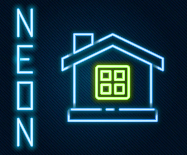 Gloeiende Neon Lijn House Icoon Geïsoleerd Zwarte Achtergrond Huissymbool Kleurrijk — Stockvector