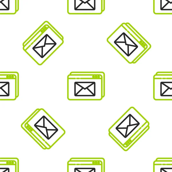 Line Website Envelope New Message Mail Icon Isolated Seamless Pattern — Stock Vector