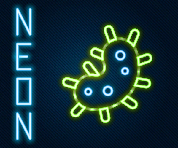 Leuchtende Leuchtschrift Virus Symbol Isoliert Auf Schwarzem Hintergrund Corona Virus — Stockvektor