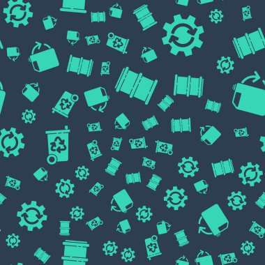 Fıçı, Vites ve okları iş akışı olarak ayarla, geri dönüşümlü geri dönüşüm kutusu ve eko yakıt tüpünü pürüzsüz desen üzerine koy. Vektör