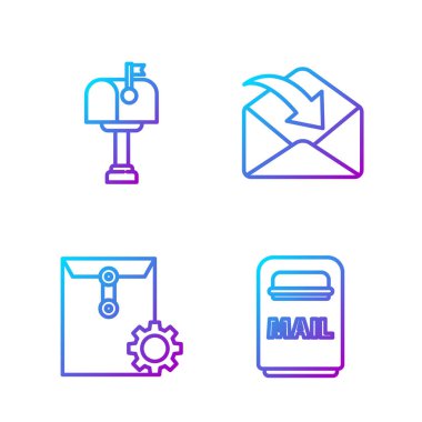 Satır satırı posta kutusu, Zarf ayarı, Posta kutusu ve Zarf. Renk simgeleri. Vektör