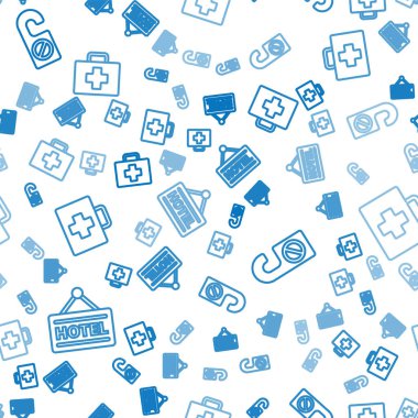 İmza panosunu metin oteli ile ayarlayın, lütfen rahatsız etmeyin ve ilk yardım çantasını pürüzsüz bir şablona ayarlayın. Vektör