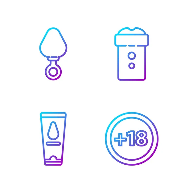 Set Line Película Lubricante Personal Plug Anal Masturbador Vagina Iconos — Vector de stock