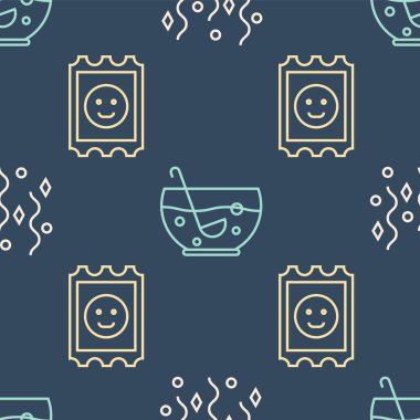 Festive konfetisi, LSD asit izi ve dikişsiz desenli karışık punç. Vektör