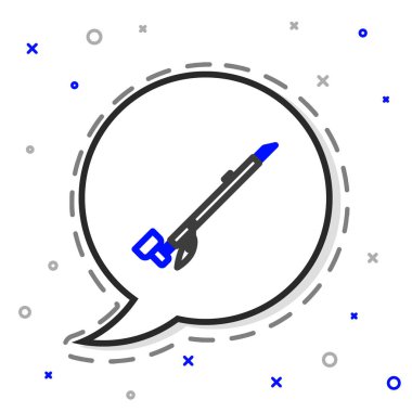 Amerikan yerlilerinin sigara içme ikonu beyaz arka planda izole edilmiş. Renkli taslak konsepti. Vektör İllüstrasyonu