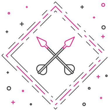 Çizgi çapraz ok simgesi beyaz arkaplanda izole edildi. Renkli taslak konsepti. Vektör İllüstrasyonu