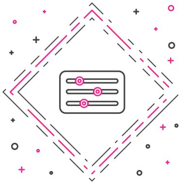 Hat Ses Karıştırıcı simgesi beyaz arkaplanda izole edildi. DJ ekipman kaydırma düğmeleri. Konsol karıştırılıyor. Renkli taslak konsepti. Vektör İllüstrasyonu