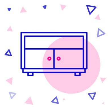 Çizgi Sandığı çekmece simgesi beyaz arkaplanda izole edildi. Renkli taslak konsepti. Vektör İllüstrasyonu