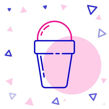 Beyaz arka planda izole edilmiş Waffle külahlı çizgi dondurma. Güzel sembol. Renkli taslak konsepti. Vektör İllüstrasyonu