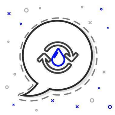 Beyaz arkaplanda izole edilmiş temiz su simgesini geri dönüştür. İşaret geri dönüşümlü bir damla su. Renkli taslak konsepti. Vektör İllüstrasyonu