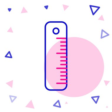 Çizgi cetvel simgesi beyaz arkaplanda izole edildi. Düz sembol. Renkli taslak konsepti. Vektör İllüstrasyonu