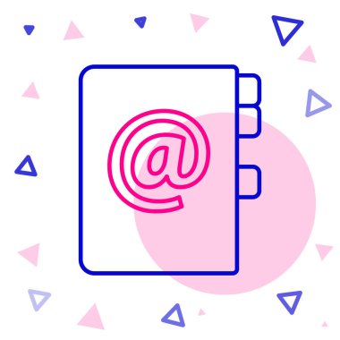 Satır defteri simgesi beyaz arkaplanda izole edildi. Not defteri, adres, bağlantı, rehber, telefon, telefon rehberi simgesi. Renkli taslak konsepti. Vektör İllüstrasyonu