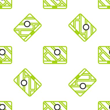 Şehir haritası gezinme simgesinin çizgi bilgileri beyaz arkaplanda izole edilmiş kusursuz desen. Mobil Uygulama Arayüzü tasarımı. Coğrafi konsept. Vektör İllüstrasyonu