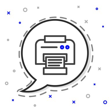 Çizgi Yazıcı simgesi beyaz arkaplanda izole edildi. Renkli taslak konsepti. Vektör İllüstrasyonu