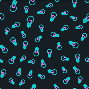 Fikir simgesi kavramına sahip çizgi lambası siyah arkaplanda izole edilmiş pürüzsüz desen. Enerji ve fikir sembolü. İlham konsepti. Vektör İllüstrasyonu