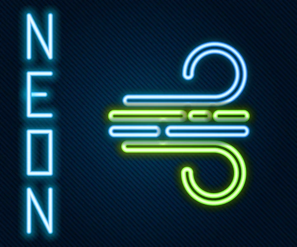 Glödande Neon Line Vindikon Isolerad Svart Bakgrund Vädret Blåste Färgstarkt — Stock vektor