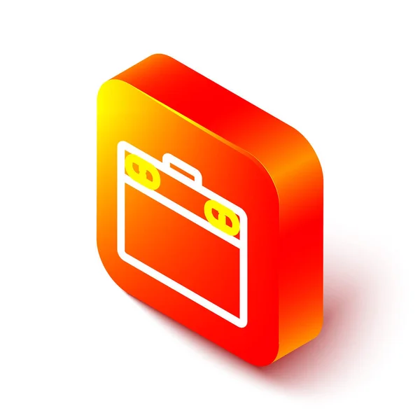 Izometrická Čára Ikona Grafické Tablety Izolovaná Bílém Pozadí Oranžový Knoflík — Stockový vektor